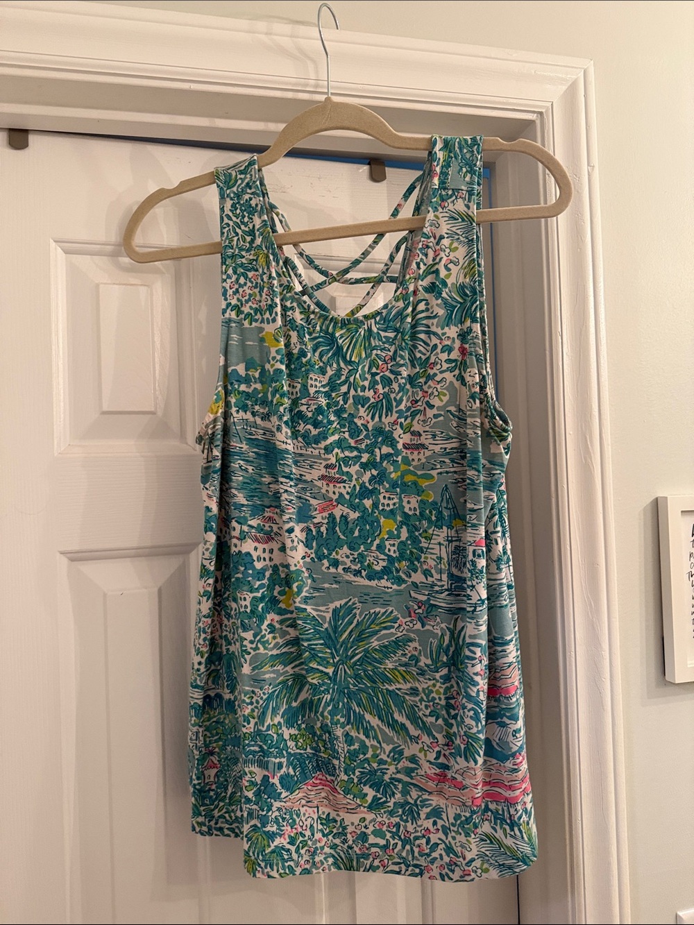Lilly Pulitzer Tropical Print Strappy Tank Top - Teal & Green